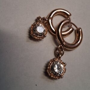 Chic Gold Drop Earrings with Crystal Charms